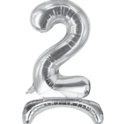 Folieballon staand 2 zilver - 68 cm
