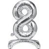 Folieballon staand 8 zilver - 68 cm