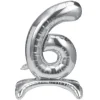 Folieballon staand 6 zilver - 68 cm