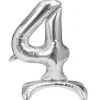 Folieballon staand 4 zilver - 68 cm