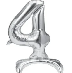 Folieballon staand 4 zilver - 68 cm