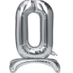 Folieballon staand 0 zilver - 68 cm