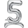Folieballon staand 5 zilver - 68 cm