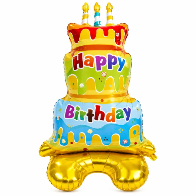 Folieballon verjaardag taart happy birthday - 153 x 80 cm
