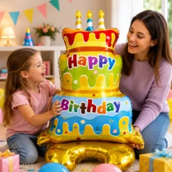 Folieballon verjaardag taart happy birthday - 153 x 80 cm