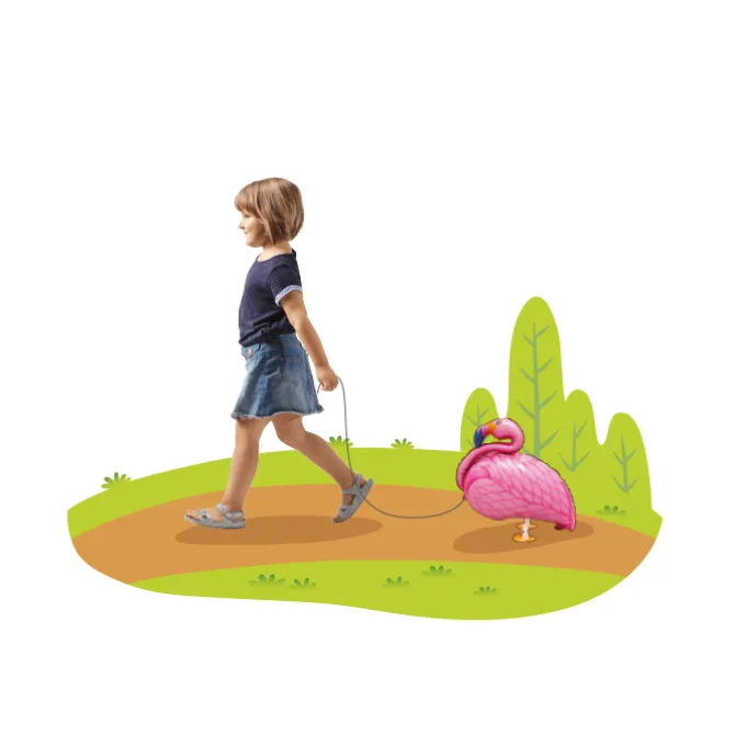 Folieballon wandelende flamingo - 53 x 52 cm