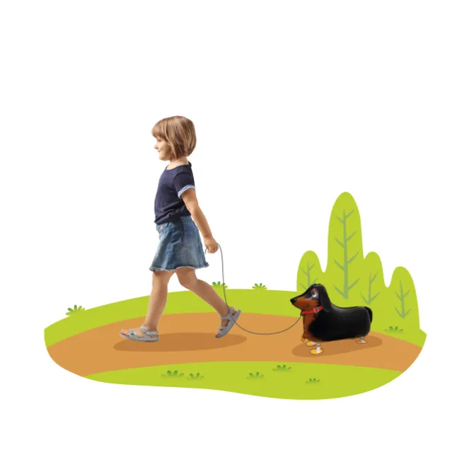 Folieballon wandelende hond - 60 x 38 cm