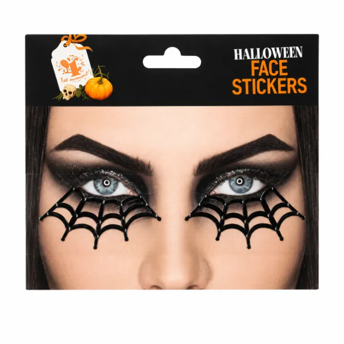 Gezichtdecoratiestickers Halloween spinnenweb zwart