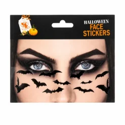 Gezichtsdecoratiestickers- Halloween vleermuizen zwart