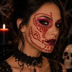 Gezichtsjuwelen Halloween rood