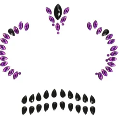 Gezichtsjuwelen Halloween zwart/paars