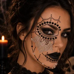 Gezichtsjuwelen Halloween zwart/zilver