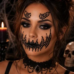 Gezichtsjuwelen Halloween zwart