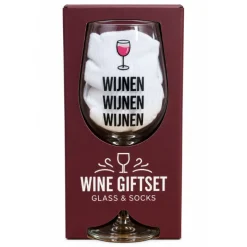 Giftset Wine Glass& Socks Wijnen Wijnen Wijnen