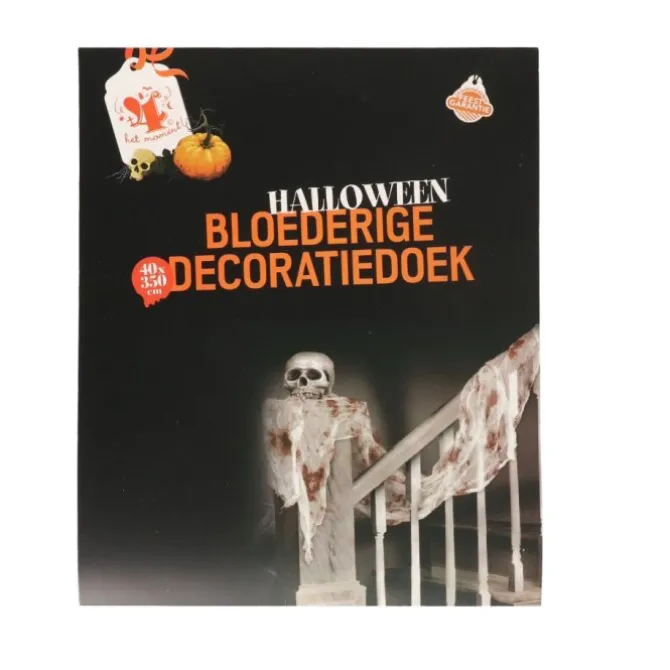 Griezelstof Halloween bloederig rood/wit 40 x 350cm