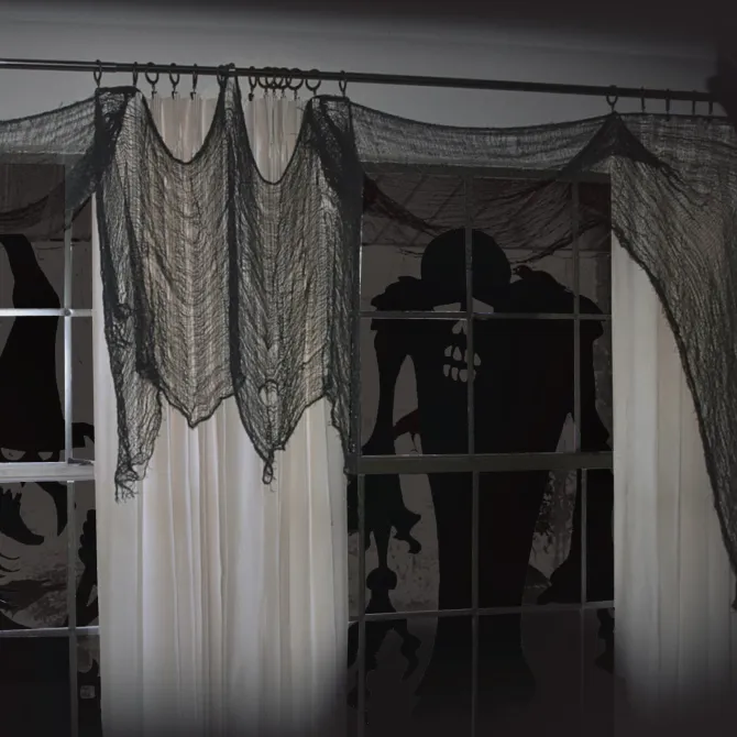 Griezelstof Halloween zwart 70 x 290cm