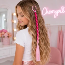Haarextension met parels roze
