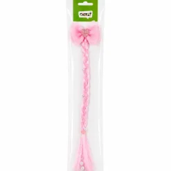 Haarextension met strikje en parels roze