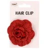 Haarknip bloem glitter rood