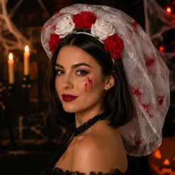 Halloween diadeem sluier met bloed