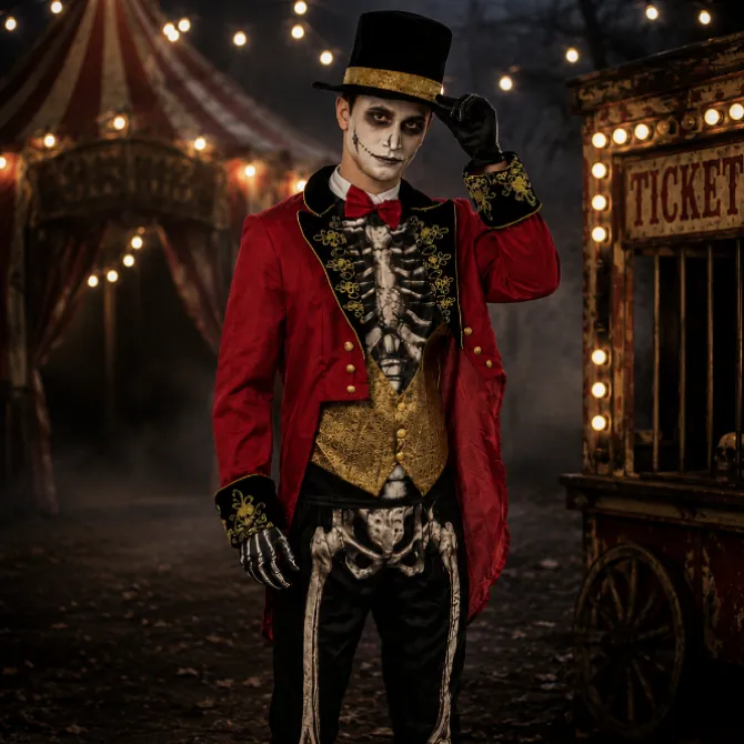 Halloween kostuum circus skelet Maat M