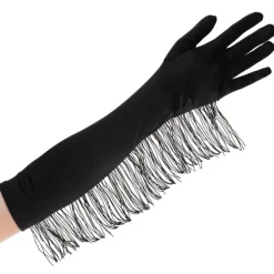 Handschoenen franjes zwart one size