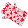 Handschoenen Halloween lang rood/wit
