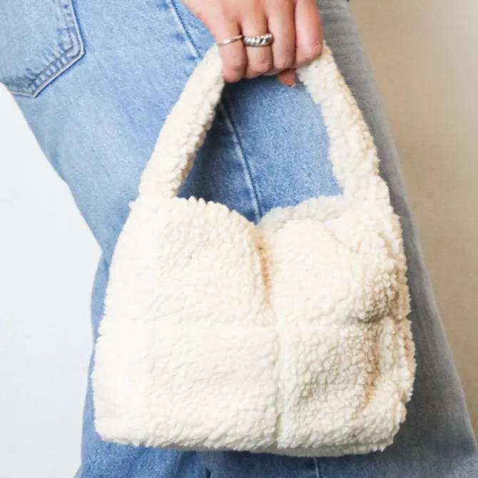 Handtas Teddy Blokken Beige