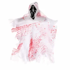 Hangdecoratie Halloween spook met masker wit/rood