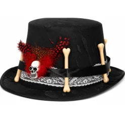 Hoed Halloween met botten en doodshoofd