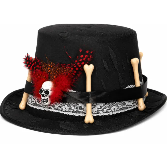 Hoed Halloween met botten en doodshoofd