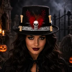 Hoed Halloween met botten en doodshoofd