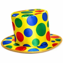 Hoed hoog clown stippen geel