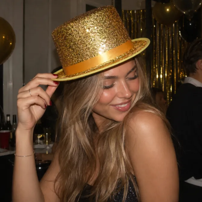 Hoed hoog glitter goud