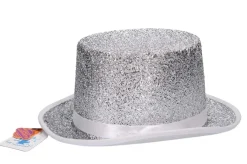 Hoed hoog glitter zilver