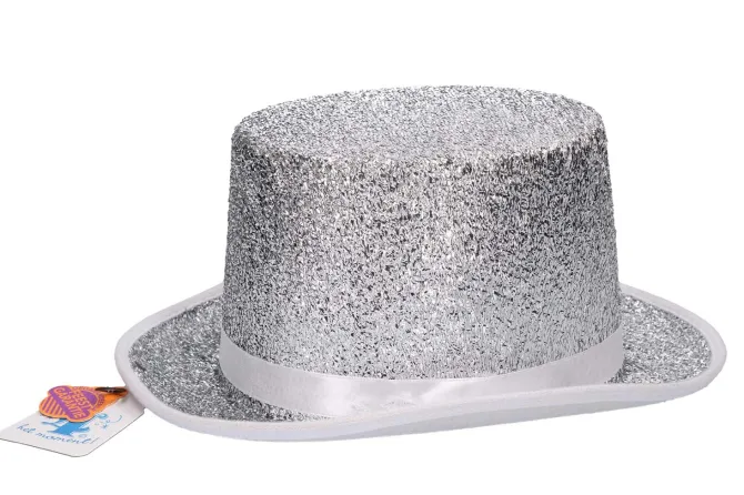 Hoed hoog glitter zilver
