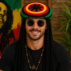 Hoed met rasta meerkleurig