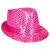 Hoed pailletten fuchsia/roze