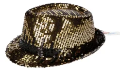 Hoed pailletten goud/zwart