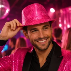 Hoed pailletten met licht roze