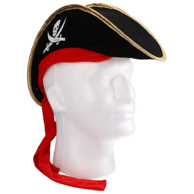Hoed piraat kind zwart/rood