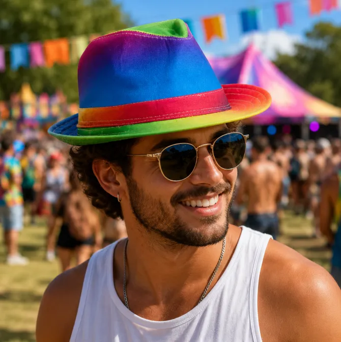 Hoed regenboog meerkleurig