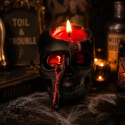 Kaars Halloween schedel zwart