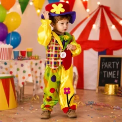 Kostuum clown meerkleurig kinderen 3-4 jaar