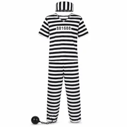 Kostuum gevangene one size zwart/wit