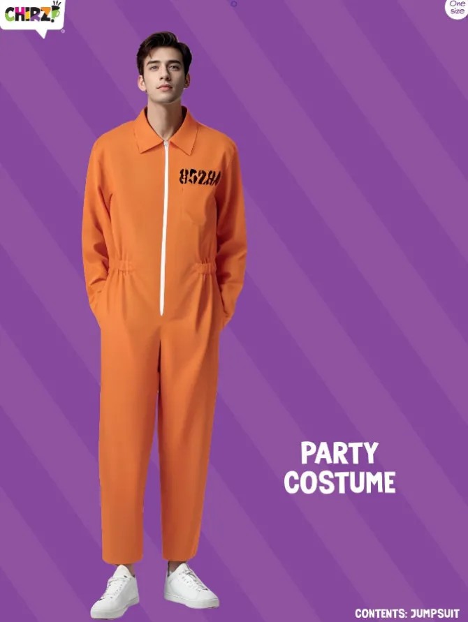 Kostuum gevangene - oranje overall one size