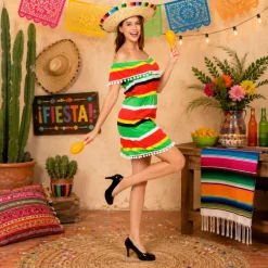 Kostuum jurk Mexico meerkleurig dames maat L/XL