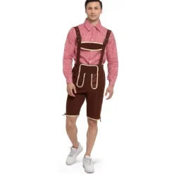 Kostuum Lederhosen rood/bruin heren maat L