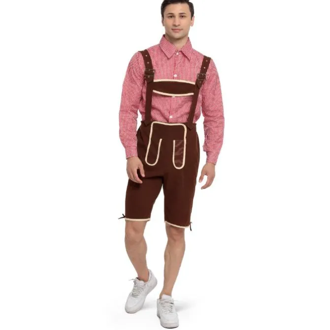 Kostuum Lederhosen rood/bruin heren maat L