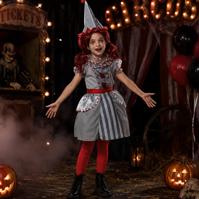Kostuum meisjes creepy clown 8-10 years